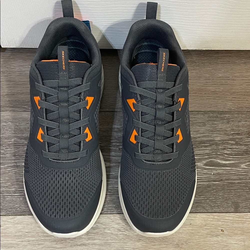 Men's Gray and Orange Athletic Shoes Wide Fit